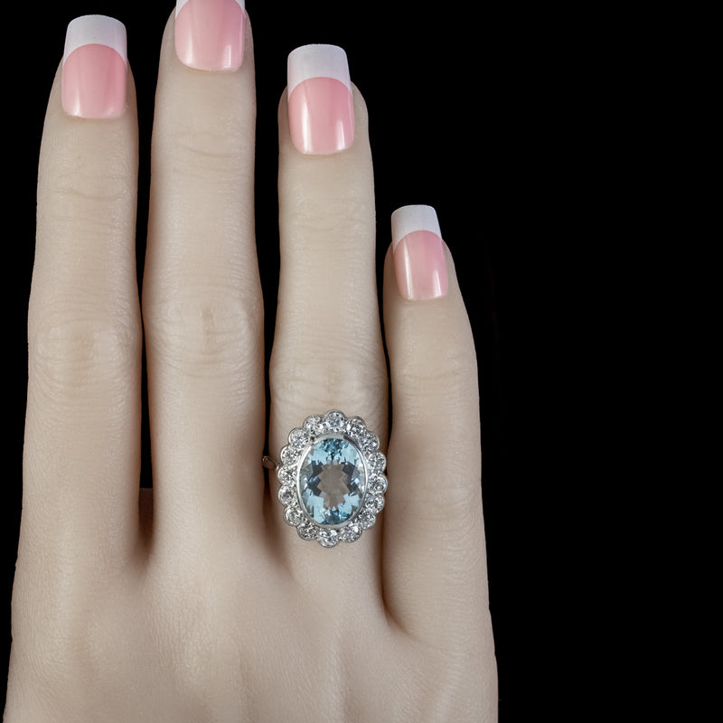 Beautiful 5 Carat Emerald Cut Aquamarine Ring. - Ruby Lane